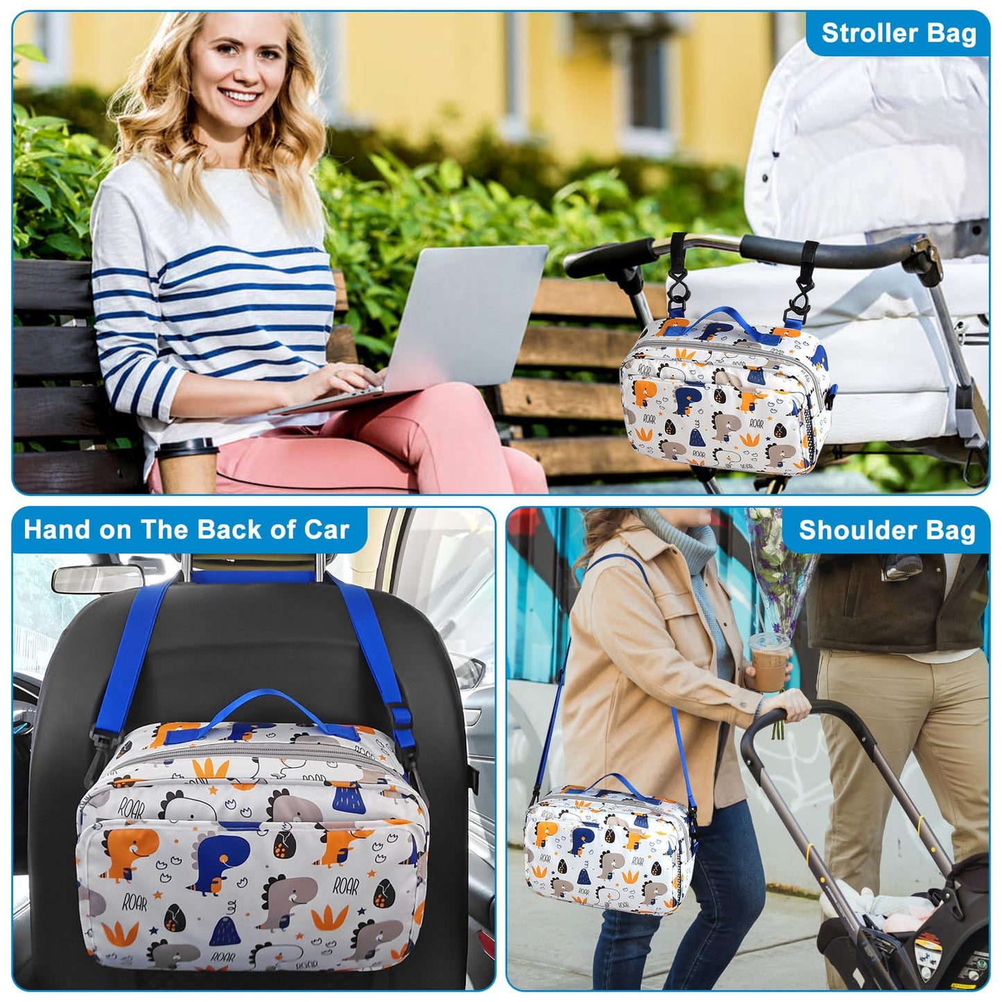 Accmor Stroller Organizer, Universal Stroller Organizer with Insulated Cup Holder Pocket, Dual Purpose Large Capacity Stroller Bag Caddy, Stroller Accessories Fits for Uppababy, Doona, Nuna Strollers