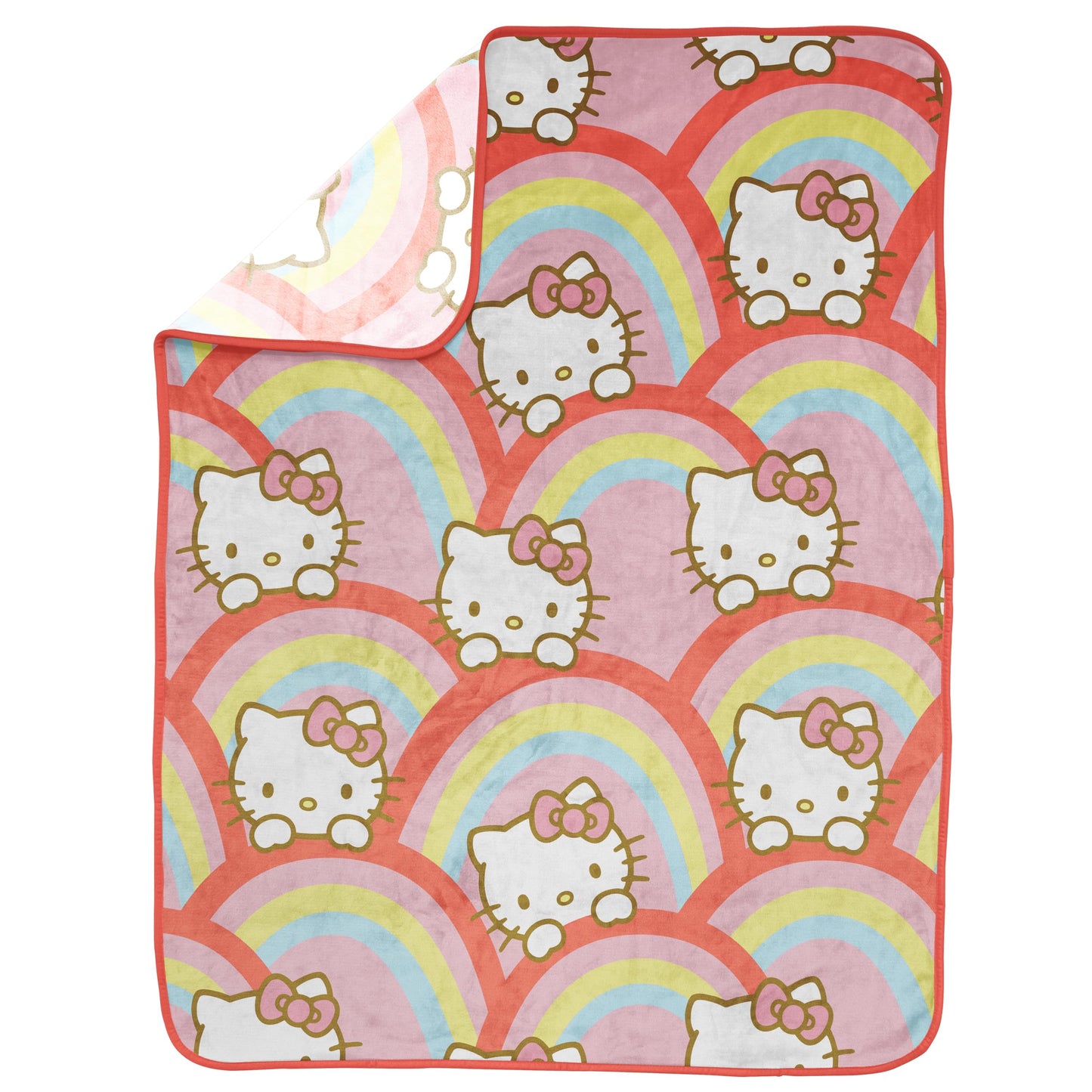 Jay Franco Hello Kitty Rainbow Plush Throw Blanket - Measures 46 x 60 Inches - Super Soft Lightweight Fleece Bedding