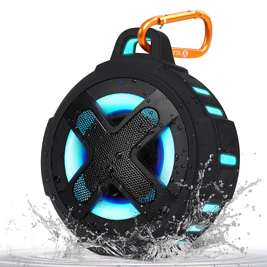 Upgraded, Portable Bluetooth Speaker, Certified IP67 Waterproof Shower Speaker, Silicone Case, 10W Powerful Bass, 24Hrs Playtime, Small, Floating, RGB Lights, Clip, for Pool Beach Kayak Travel Gifts