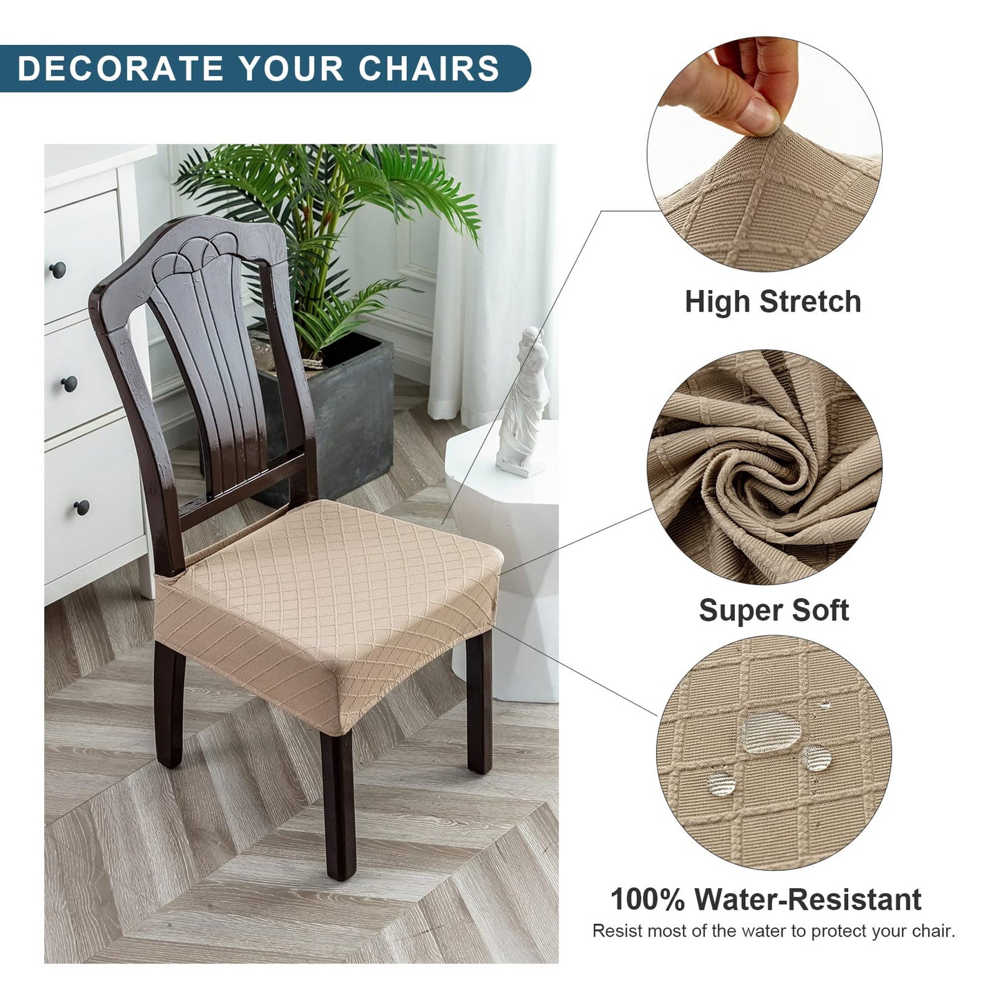 Genina Waterproof Seat Covers for Chairs Seat Covers for Dining Room Chair Slipcovers Kitchen Chair Covers Dining Chair Covers