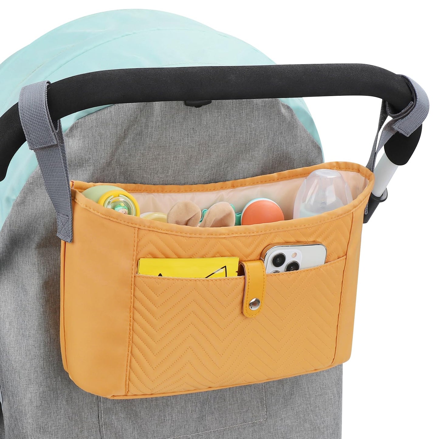 Accmor Universal Stroller Organizer, Stroller Bag Stroller Caddy Organizer, Stroller Accessories Fits for Uppababy, Baby Jogger, Nuna, Doona, Britax Strollers, Brown