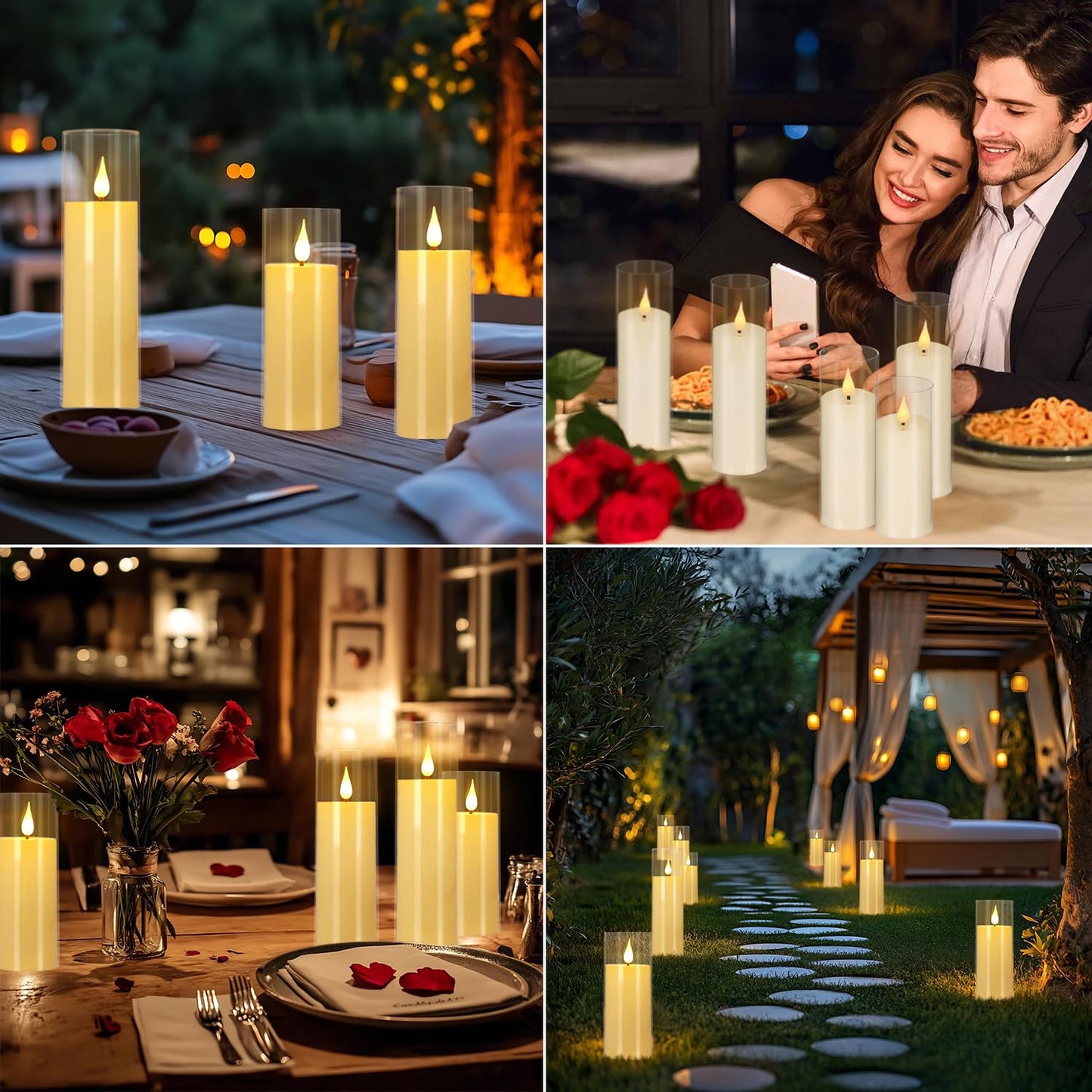 CLTNIKET 24 Pack LED Flameless Candles Set(14/16/18cm), Battery - Operated with 4 Remotes,Clear, Timer & Flickering/Steady Modes for Home décor, Wedding, Patio,Outdoor.