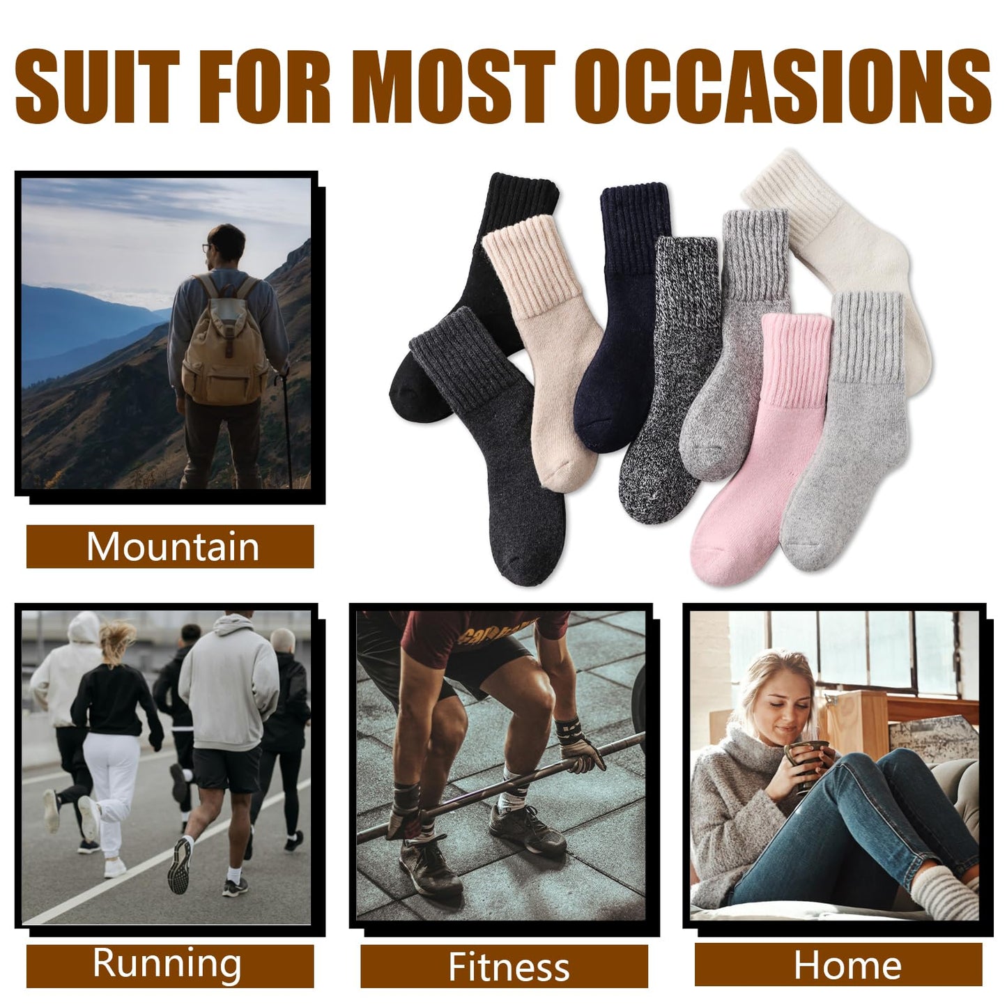 Marchare Women Wool Socks Boot Socks Winter Thick Warm Sock Cozy Crew For Women Ivory