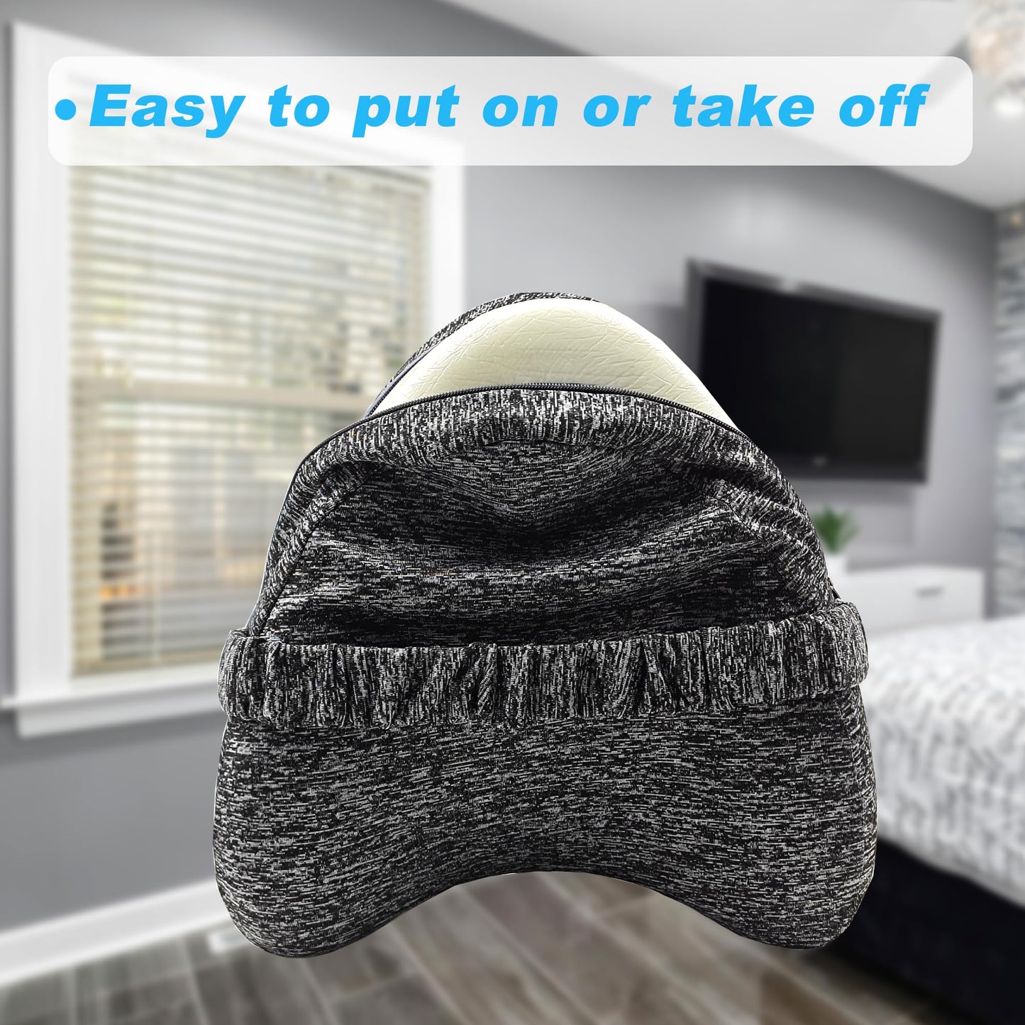 LeoTube Replacement Pillowcase Pillow Cover with Elastic Strap for Contour Legacy Leg & Knee Foam Support Pillow-Cover ONLY (Gray)