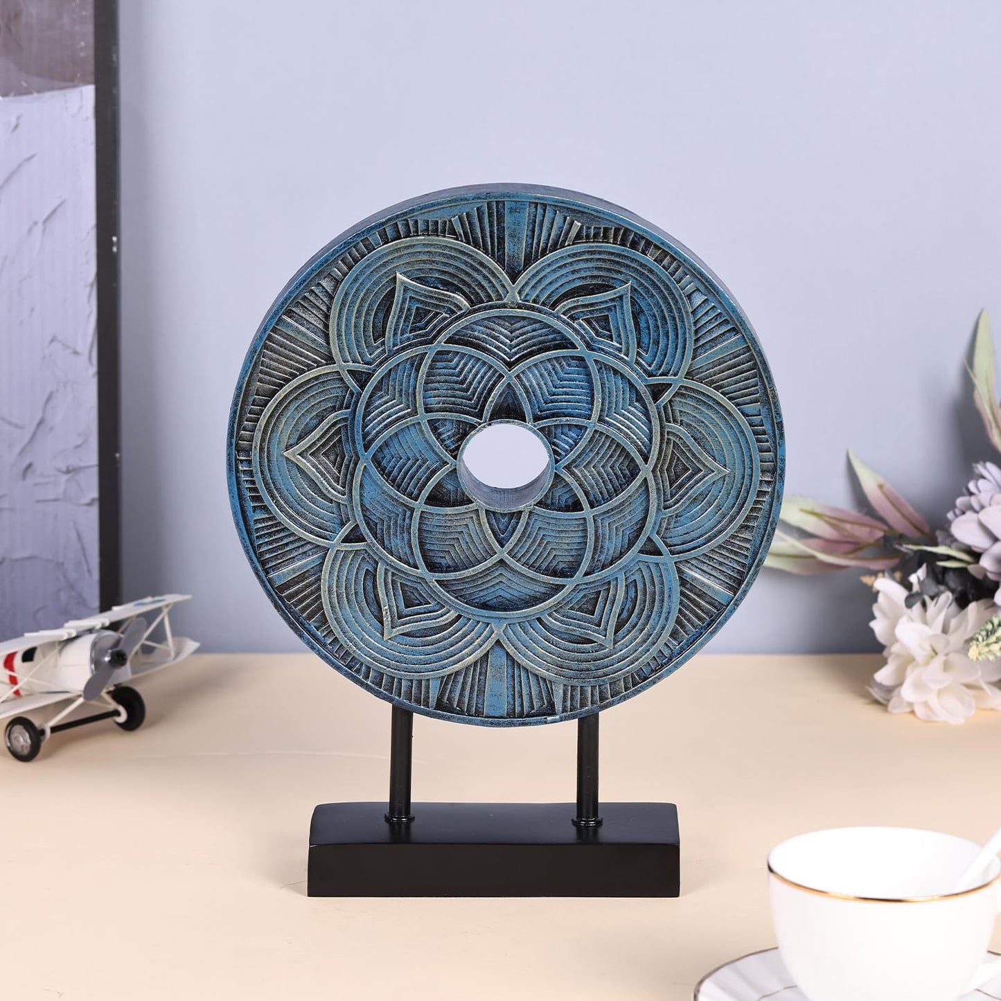 DOVDOV Blue Statue Home Decor, Kitchen Table Centerpiece, Blue Shelf Decorative Sculpture. Suitable for Cabinet, Console, Living Room, Coffee Table, Dining Table Centerpiece, Entrance Decor.