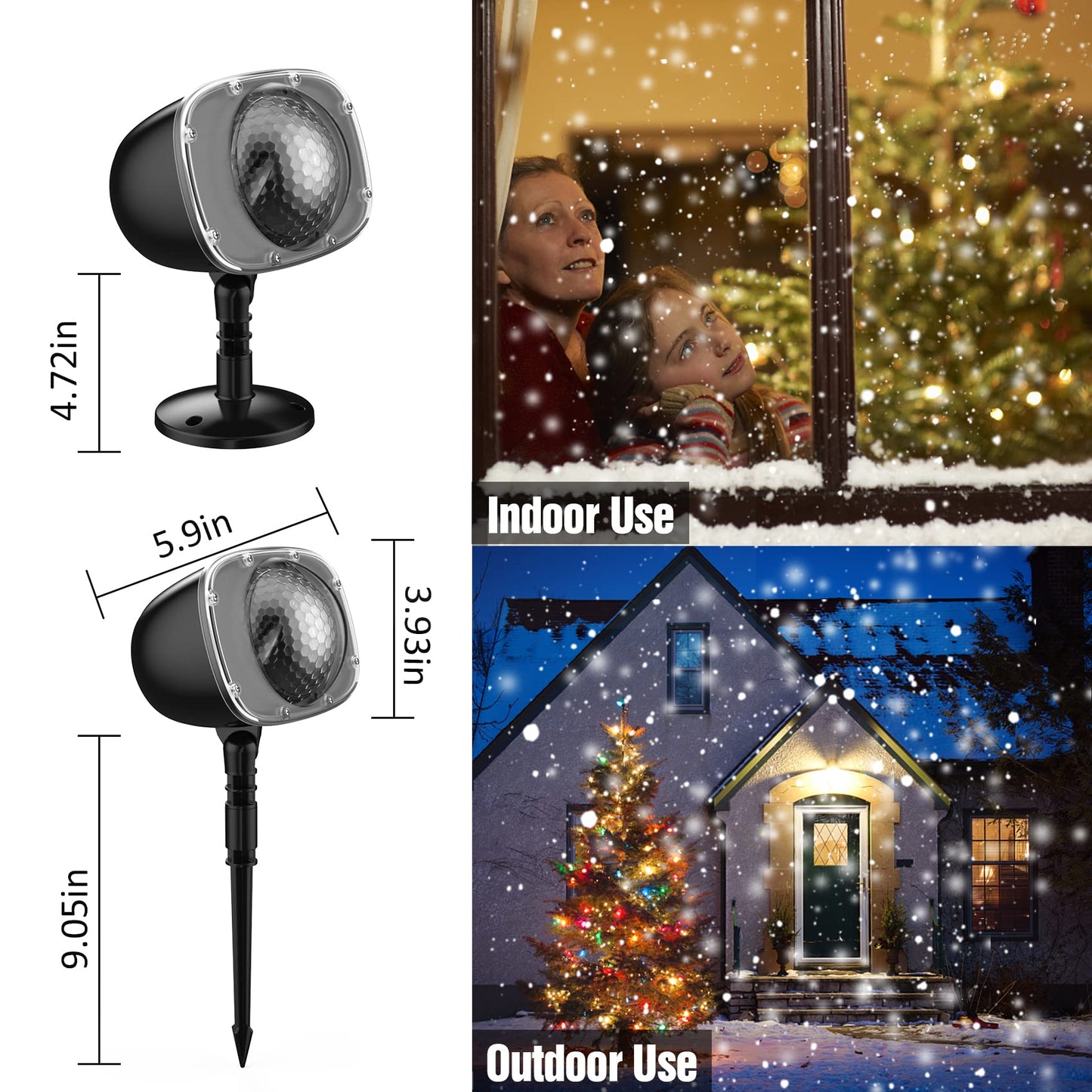 Christmas Snowfall Light Projector, Holiday Projector Lights with Remote Control,Rotating Snow Falling Lights,Outdoor Waterproof Landscape Decorative Lighting for Halloween Wedding Garden（Snow Spots）