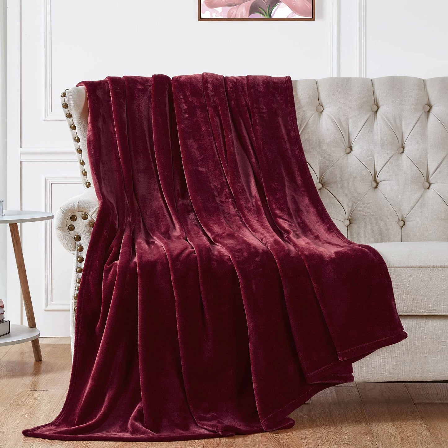 Walensee Burgundy Red Fleece Blanket Plush Throw Fuzzy Lightweight (Throw Size 50x60 Burgundy) Super Soft Microfiber Flannel Blankets for Couch, Bed, Sofa Ultra Warm and Cozy for All Seasons