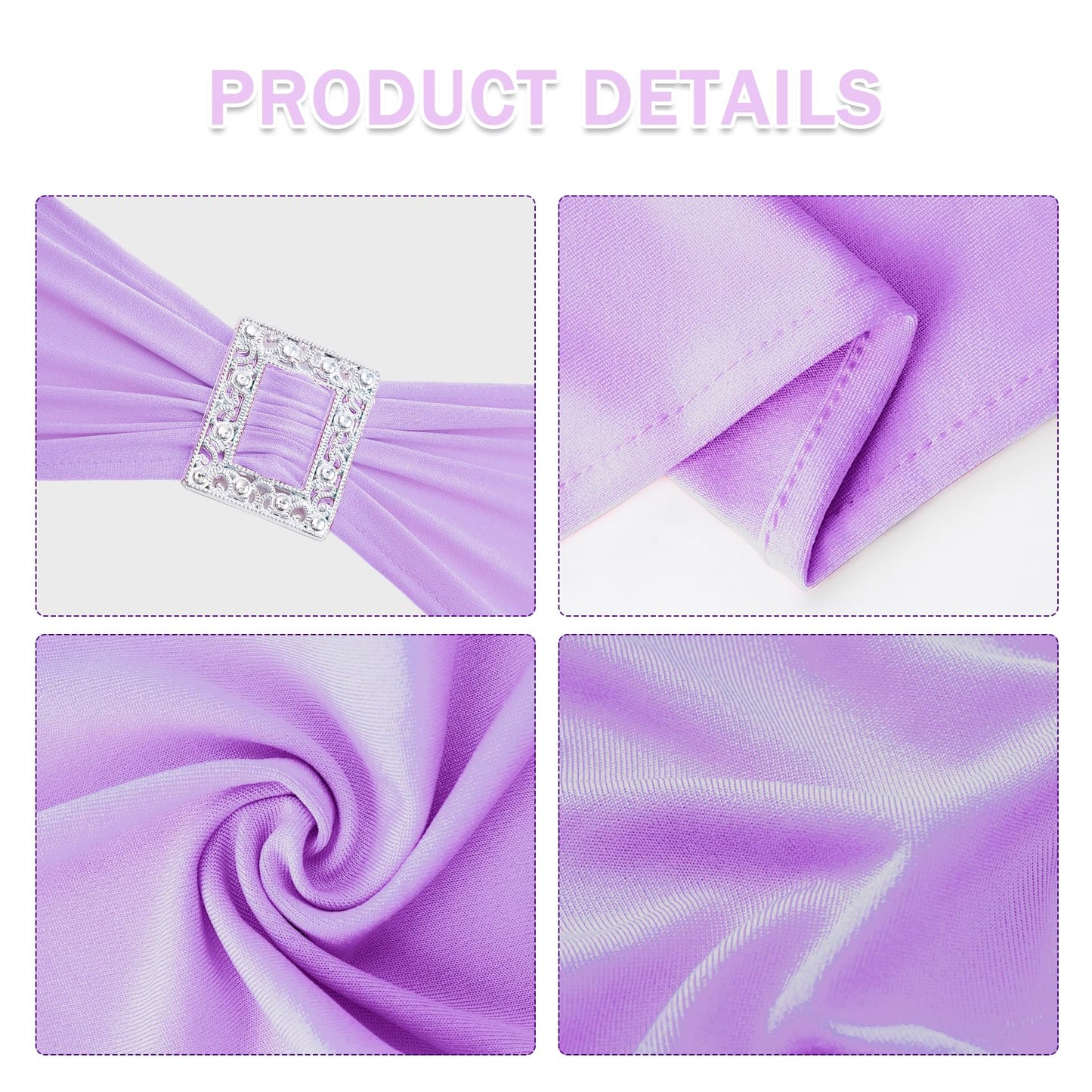 Joccun 60 PCS Spandex Chair Sashes Bows Stretch Chair Cover Band with Buckle Slider Universal Elastic Chair Ties for Wedding Banquet Party Event Decoration (Lavender)
