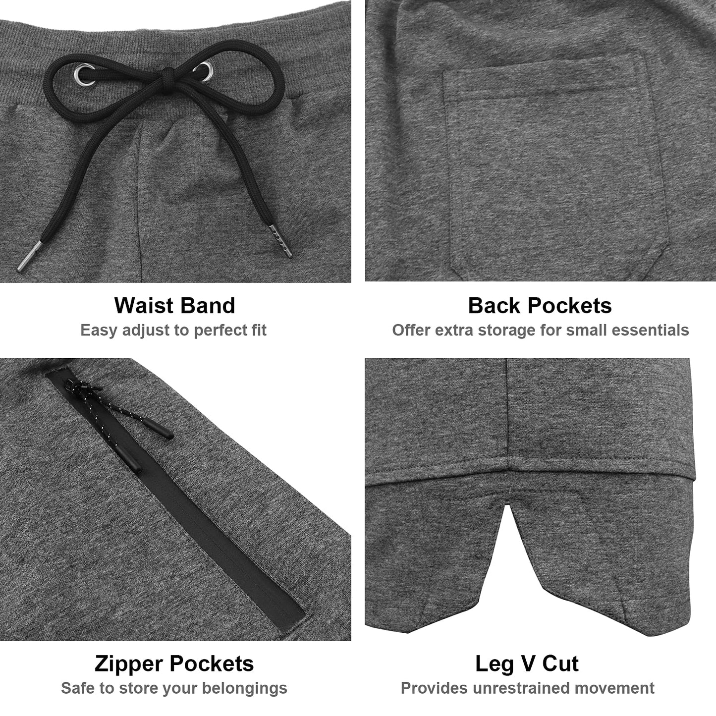 PIDOGYM Men's 5" Gym Workout Shorts,Fitted Jogging Short Pants for Bodybuilding Running Training with Zipper Pockets