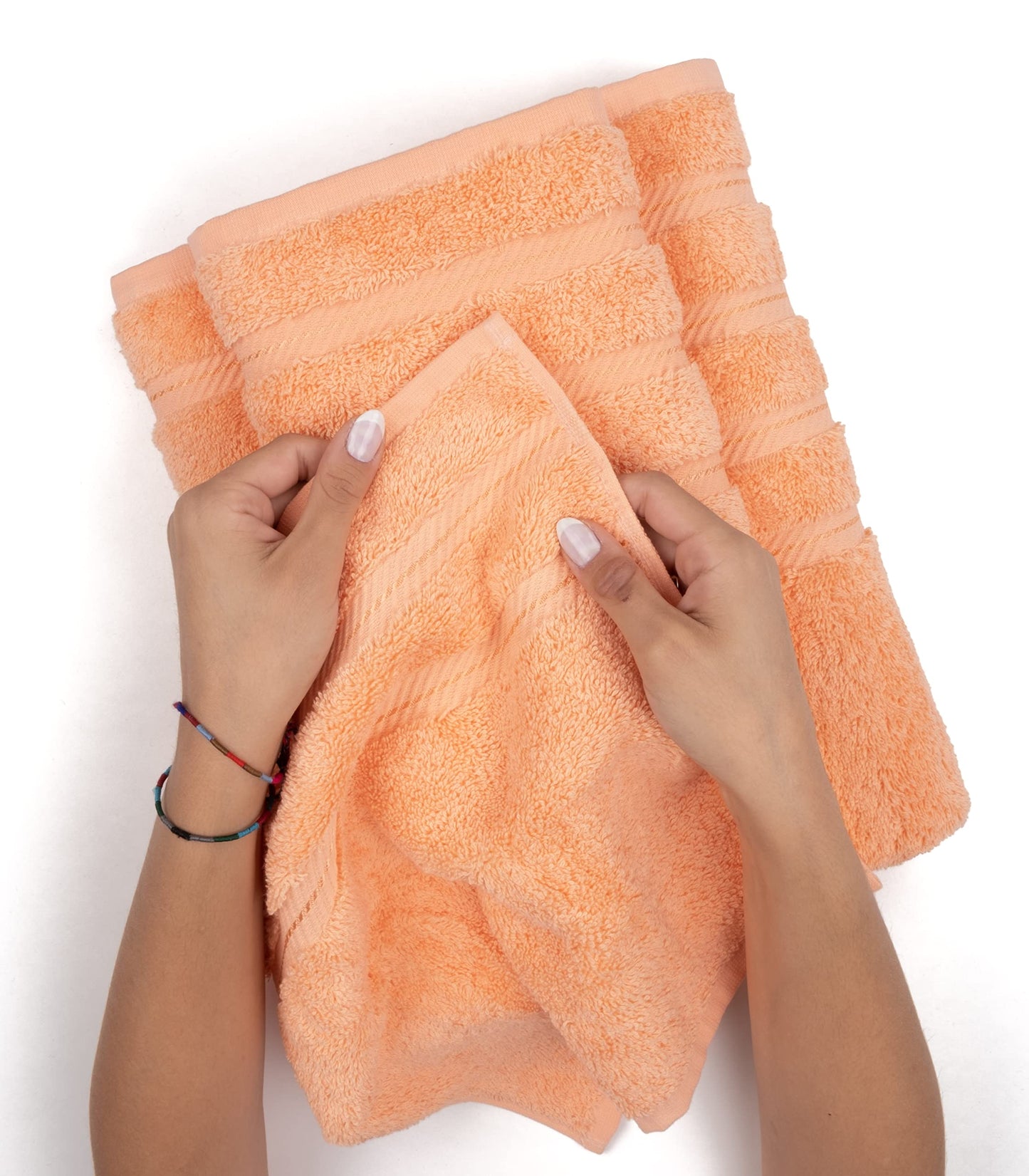 American Soft Linen Luxury 6 Piece Towel Set, 2 Bath Towels 2 Hand Towel 2 Washcloths, 600 GSM 100% Cotton Turkish Towels for Bathroom, Malibu Peach Towel Sets
