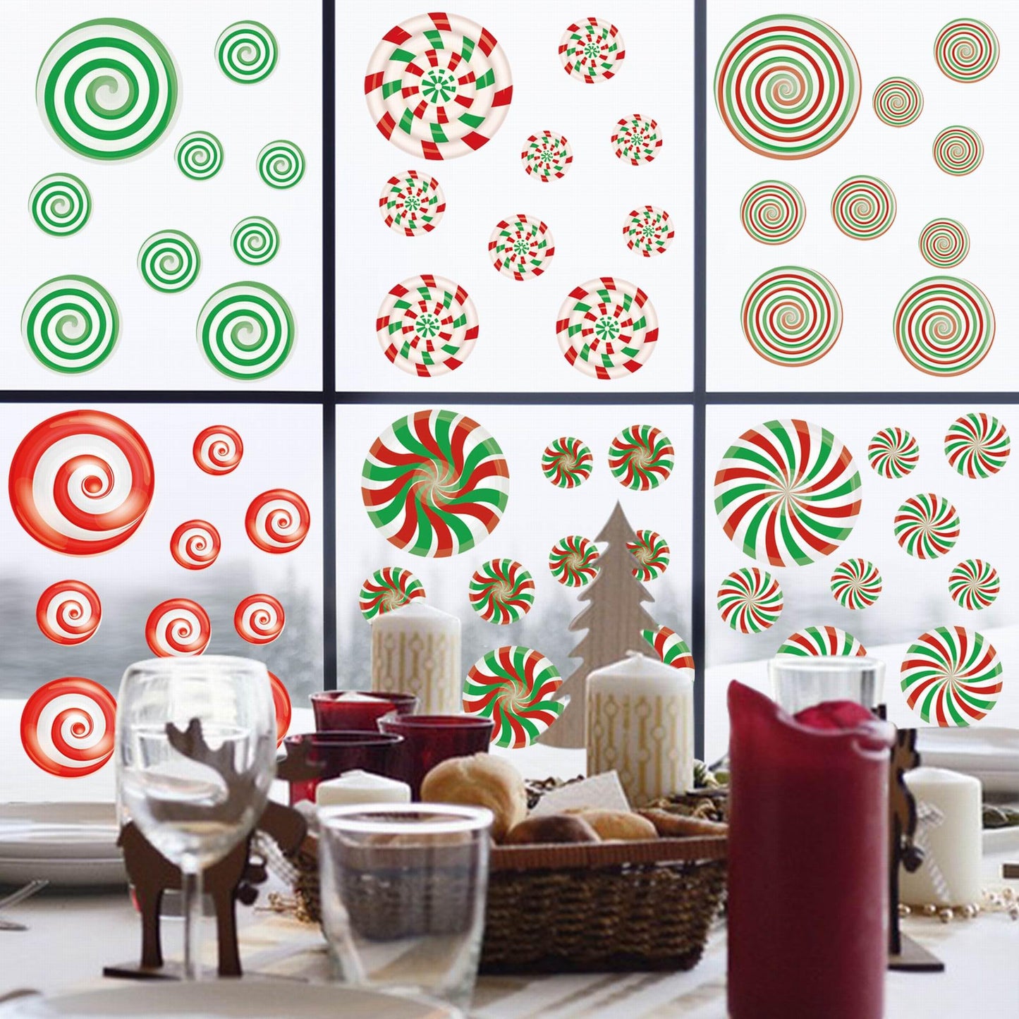 81pcs Christmas Window Clings,9 Sheets Christmas Stickers Double Sided for Home Party Supplies