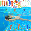 Jasonwell Pool Toys Diving Rings - 28PCS Swim Thru Rings Pool Game Diving Toys with Dive Ring Underwater Treasures Torpedo Bandits Fish Toy Fun Water Swimming Toy for Boys Girls Kids Teens Adults