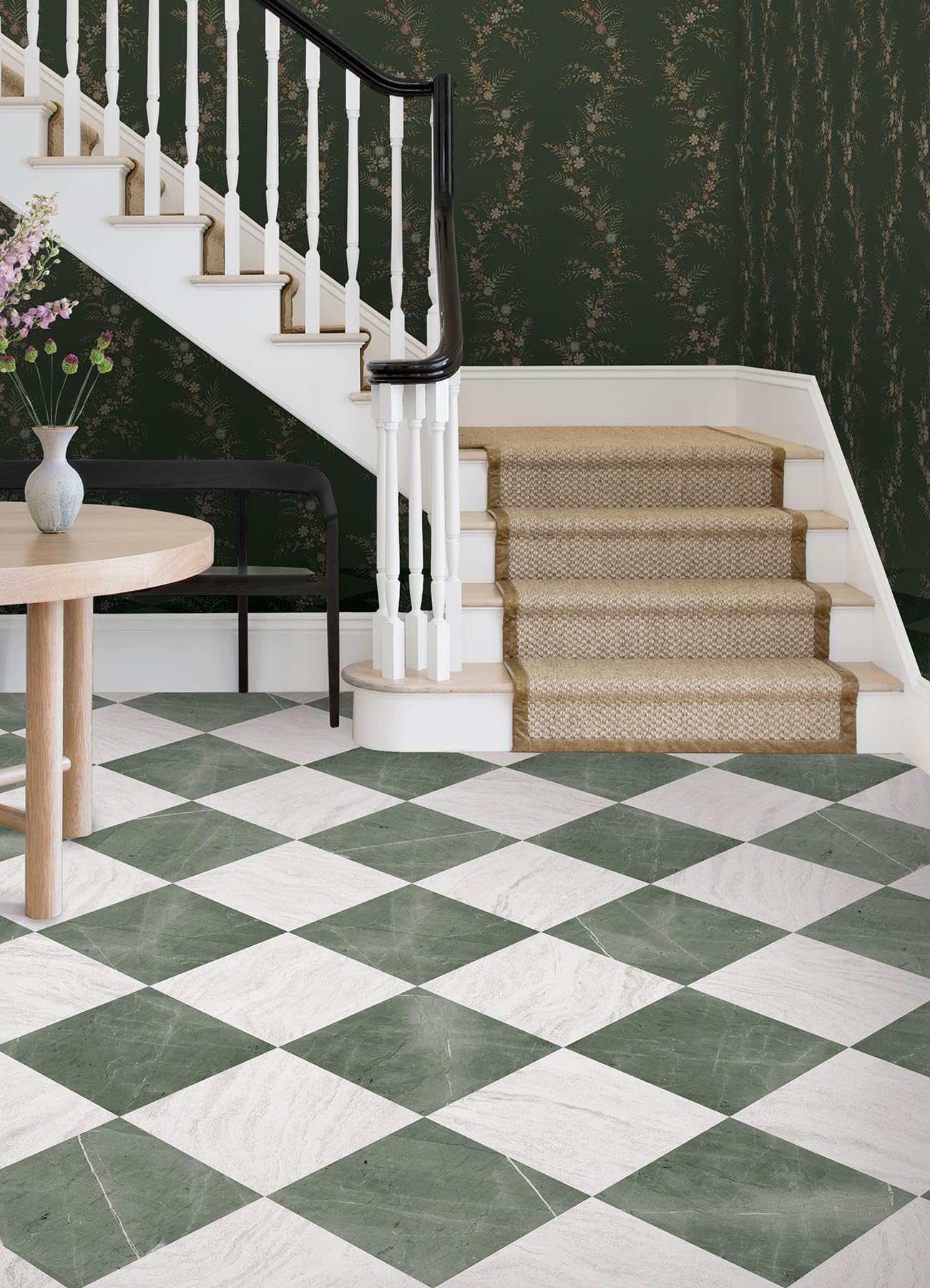 FloorPops x Chris Loves Julia Bonneville Jade Peel and Stick Floor Tiles, FP6332