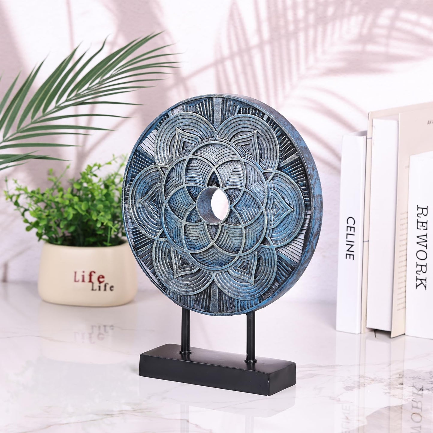 DOVDOV Blue Statue Home Decor, Kitchen Table Centerpiece, Blue Shelf Decorative Sculpture. Suitable for Cabinet, Console, Living Room, Coffee Table, Dining Table Centerpiece, Entrance Decor.