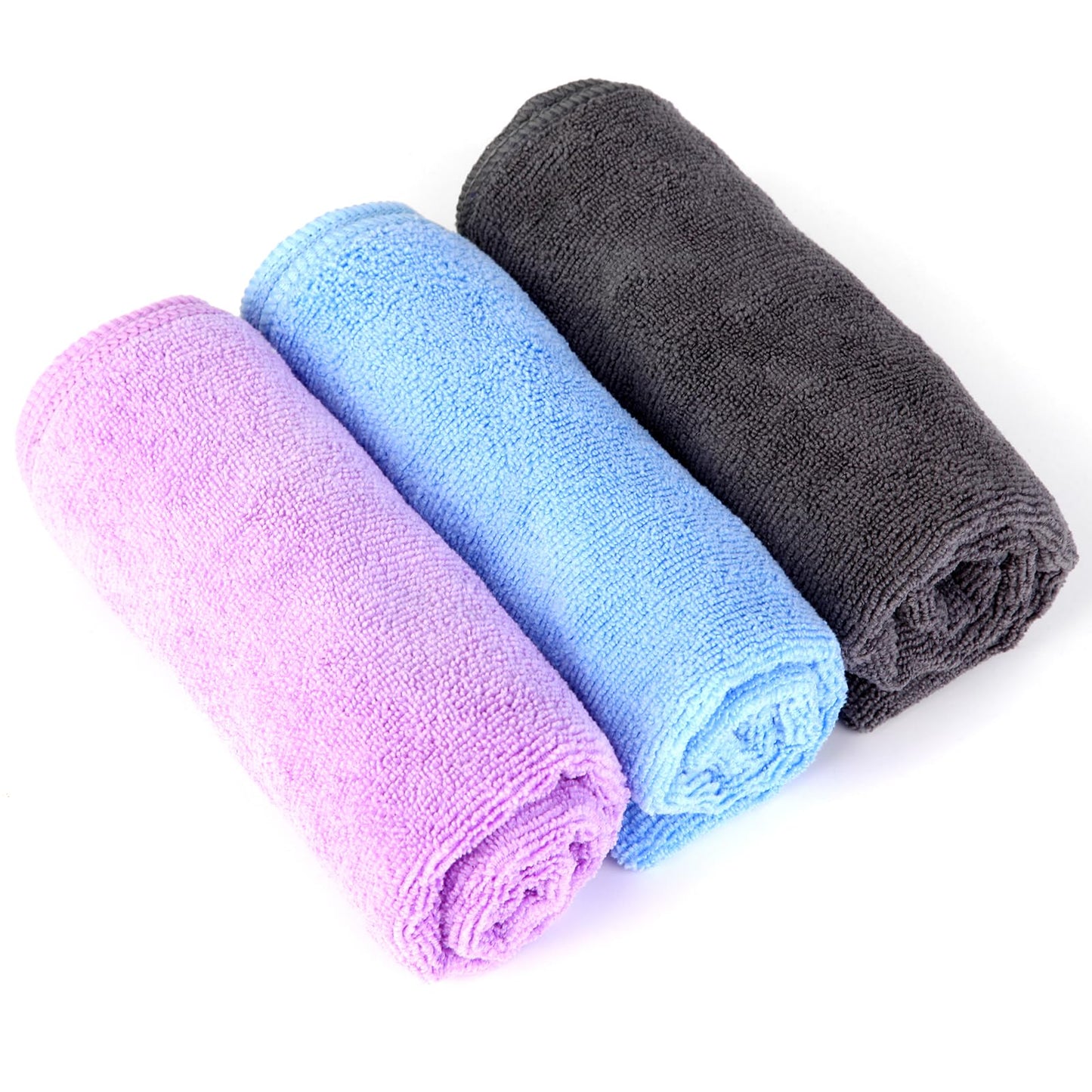 Wmiyafff Microfiber Gym Towels Set for Sports Fitness, Yoga, Workout, Exercise, Tennis, Super Soft and Quick-Drying Gym Towels for Women Men (3 Pack, Grey+Blue+Purple)