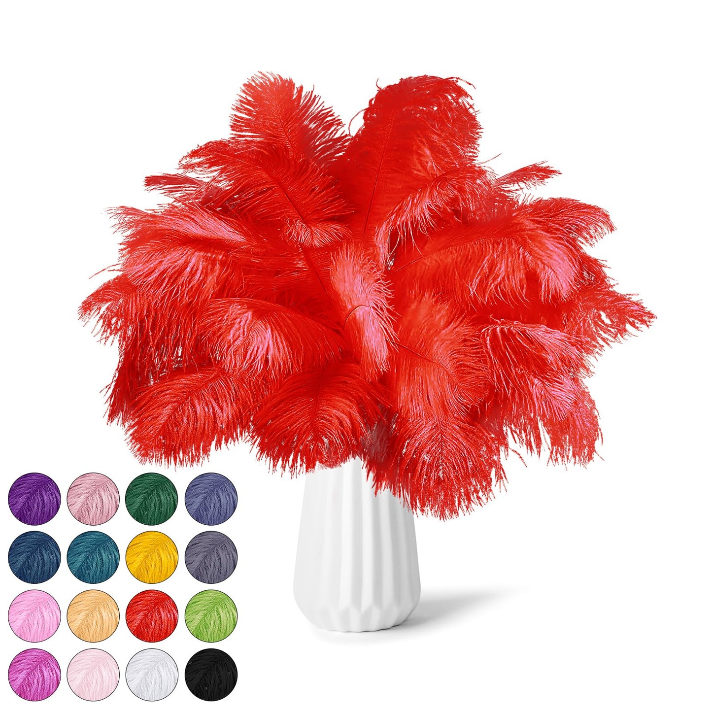 NEWONG 30pcs Black Ostrich Feathers Natural Bulk 8-10inch(20-25cm) Vase Craft Wedding Home Party Centerpieces Christmas Day Decoration