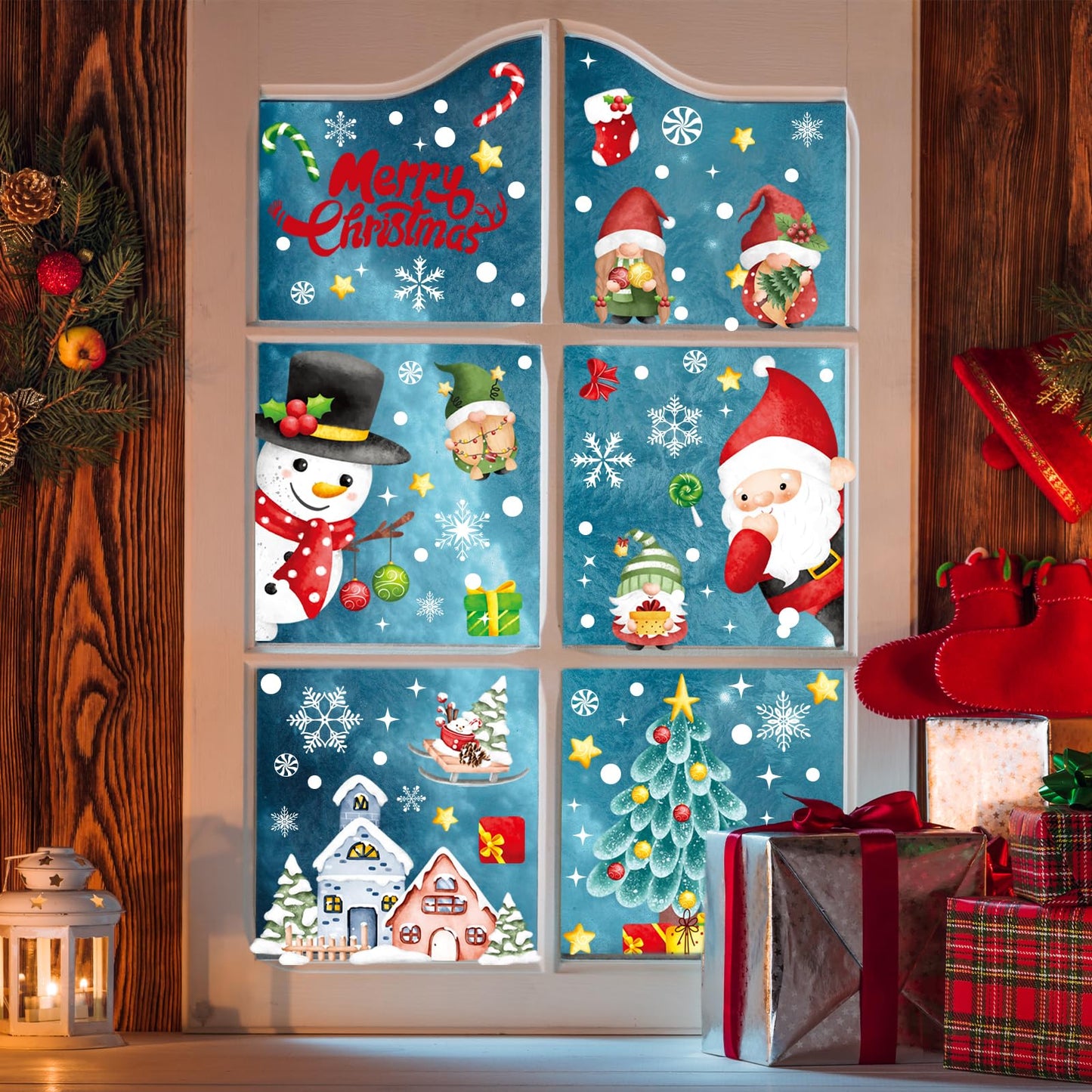 AOWDIAO Christmas Decorations 210 Pcs Christmas Window Clings for Glass Double-Side Reusable Cute Winter Holiday Window Stickers Decals Kids Home Decor