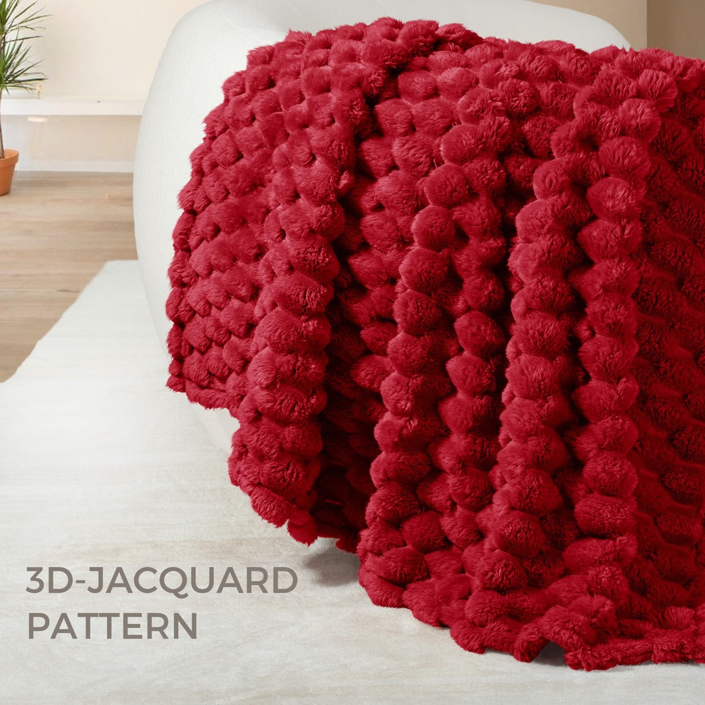 Whale Flotilla Throw Blanket for Couch with Jacquard Pattern, Fuzzy Soft Cozy Exquisite Blankets for All Season, Warm and Fluffy, 50x60 Inch, Red