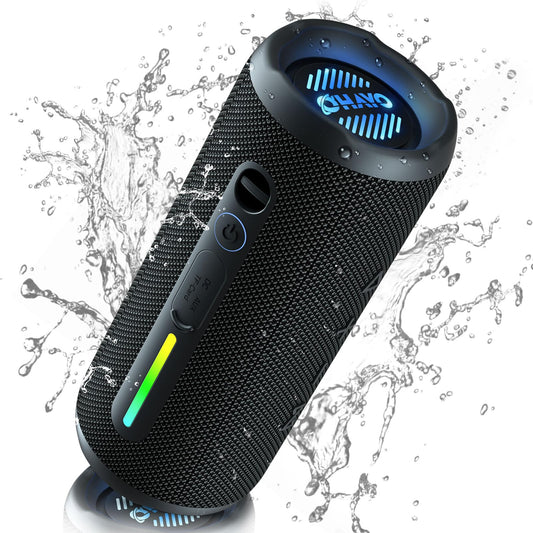 OHAYO Portable Bluetooth Speaker - IPX7 Waterproof, Wireless Stereo Pairing, 25-Hour Playtime, 24W Loud Sound, Bluetooth 5.3, Bass Boost, LED Lights, for Home/Shower/Outdoor/Beach/Travel, Gift Ideas