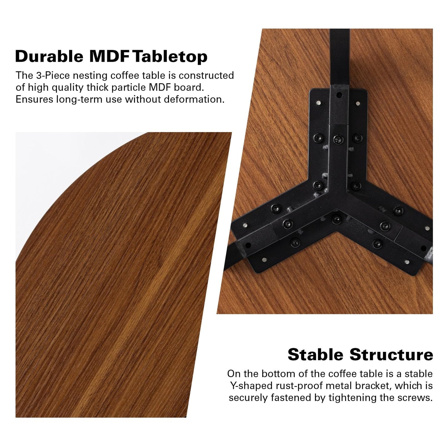 HOMPUS Nesting Coffee Table, 23.6'' Modern Coffee Table Sets, Nesting Tables Set of 2, Round Coffee Table Set 2, Nesting Tables for Living Room, Dining Room (Walnut)