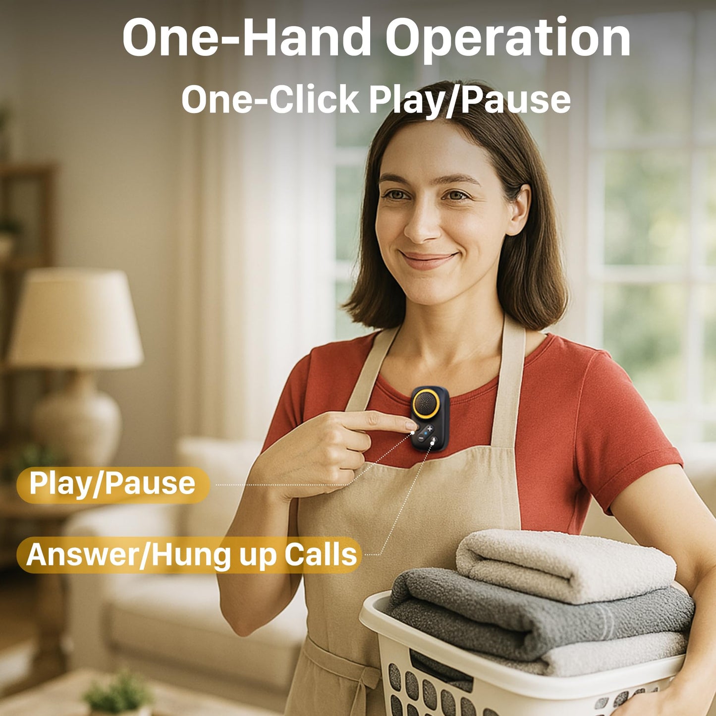 Wearable Bluetooth Speaker-UPGRADED Longer Battery Life-20 Hours All-Day Playtime Clip On Wireless Jobsite Portable Speaker Mini, with Built-in Mic, 120dB Loud and 800mAh Battery, Black