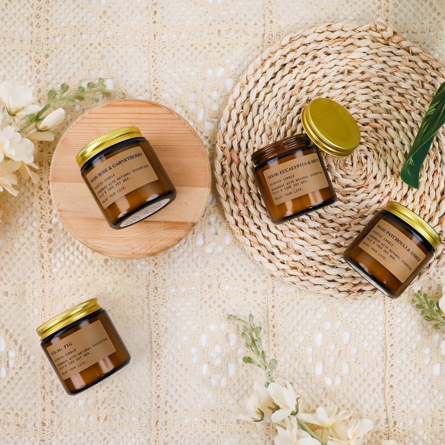 8 Pack Candles for Home Scented, Aromatherapy Jar Candle Gifts for Women, Natural Soy Wax Amber Candle Set, Scented Candles Set for Birthday Valentine Mother's Christmas Day Present