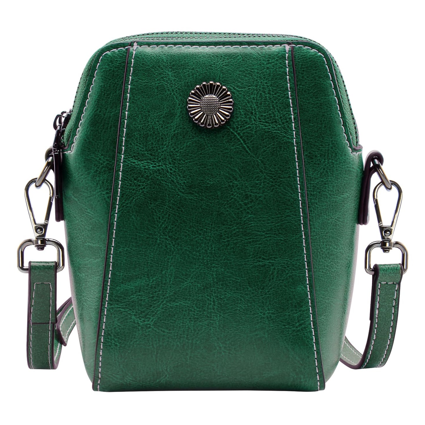 Designer Leather Small Crossbody Bags Purses for Women Cell Phone Bag Soft Women's Shoulder Handbags Gifts for Women (Green)