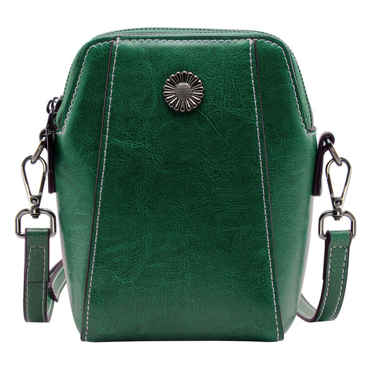 Designer Leather Small Crossbody Bags Purses for Women Cell Phone Bag Soft Women's Shoulder Handbags Gifts for Women (Green)