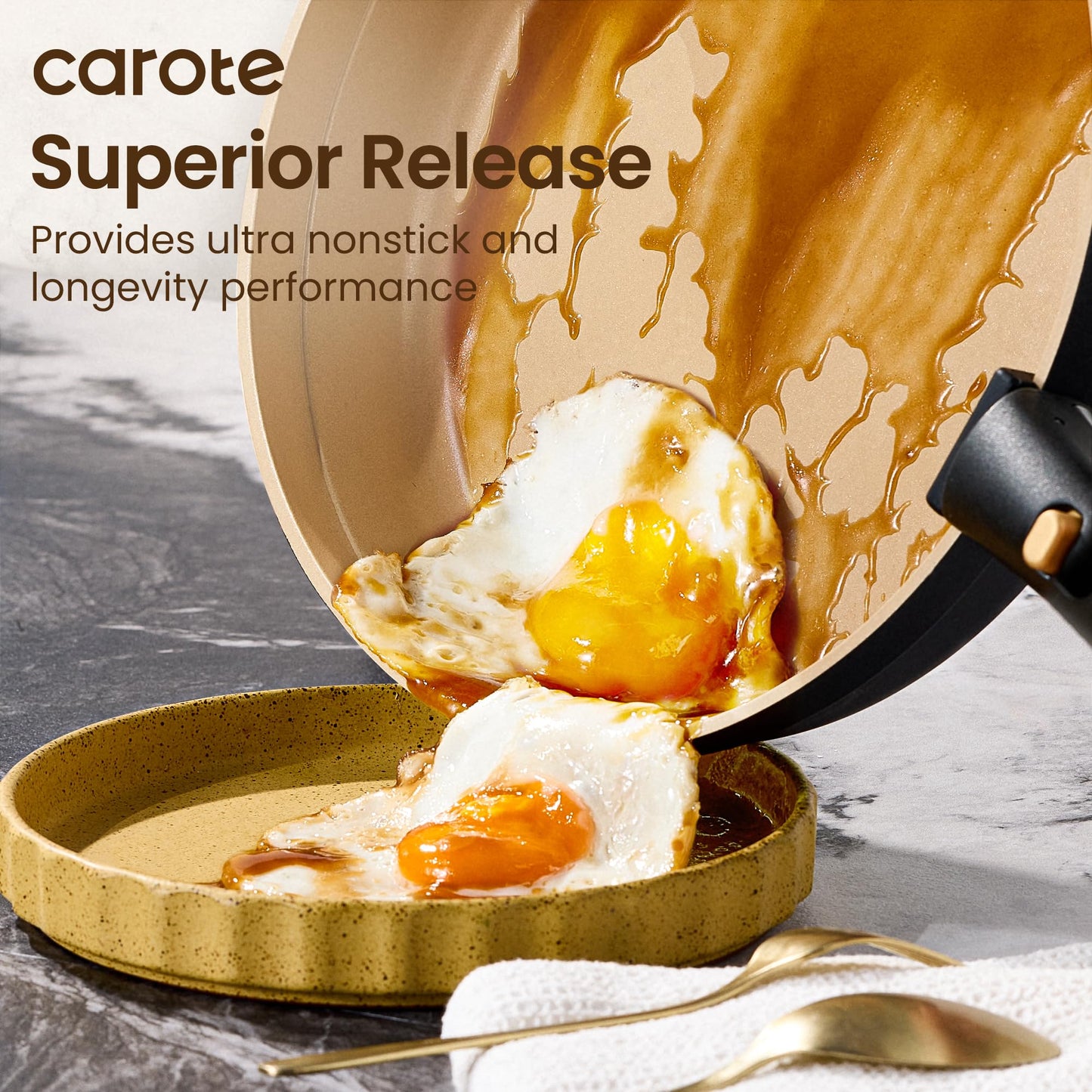 CAROTE 26pcs Pots and Pans Set Non Stick with Knives and Cutting Board,Detachable Handle Titanium Nonstick Cookware Set, Pot and Pan, Dishwasher/Oven Safe, RV/Camping, Induction Kitchen, Black/Yellow