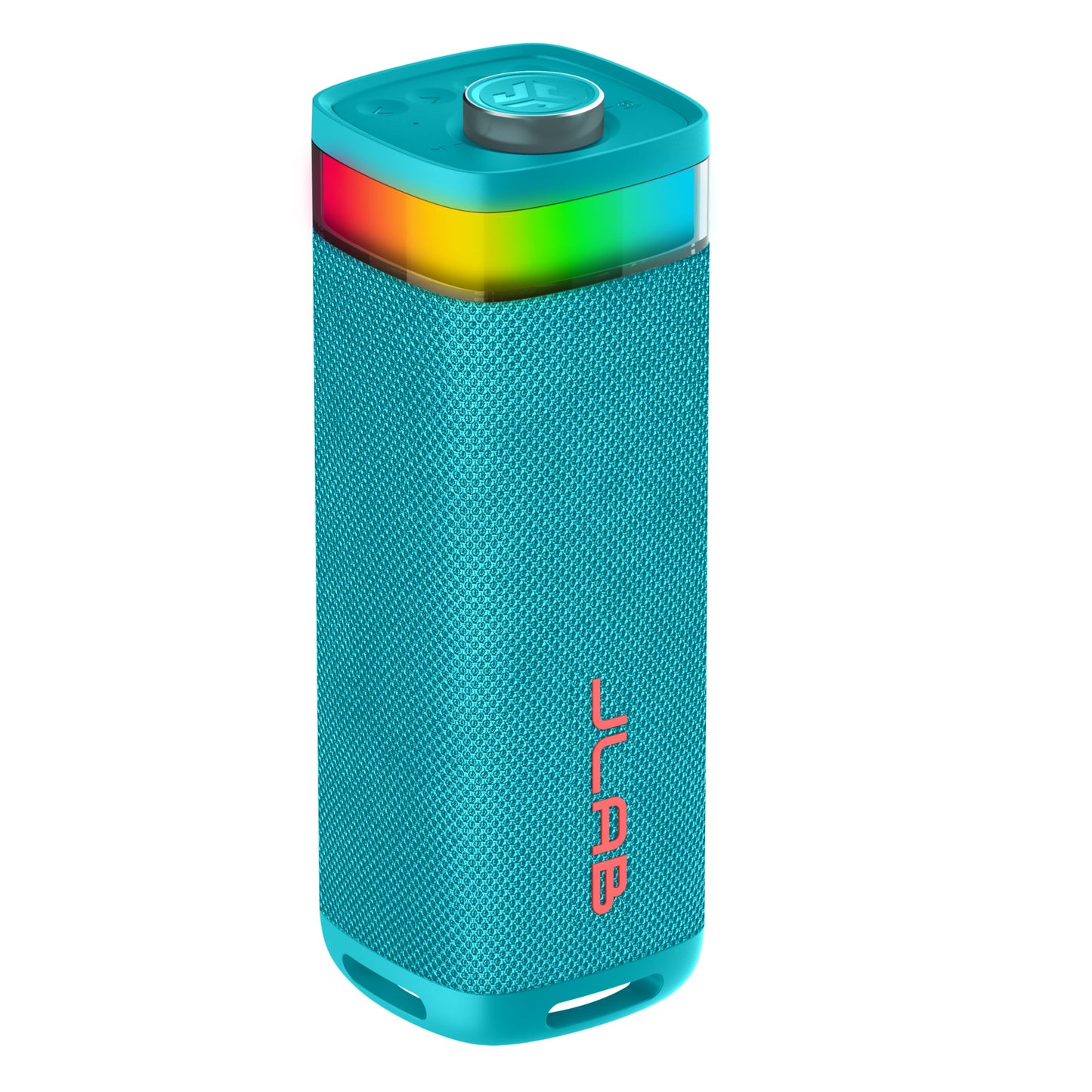 JLab JBuds Party Portable Bluetooth Speaker, 2 Full-Range Drivers + 2 Passive Woofers, IPX6 Waterproof, 12 Hours Playtime, Connect Multiple Speakers, Custom Sound + RGB Lighting via App, Cyan
