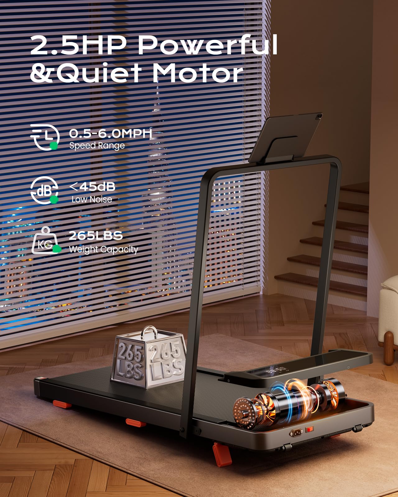 TREAFLOW Walking pad with Incline, Treadmill for Home, 2.5HP Under Desk Walking Pad, Folding Treadmill 2 in 1 with Remote Control