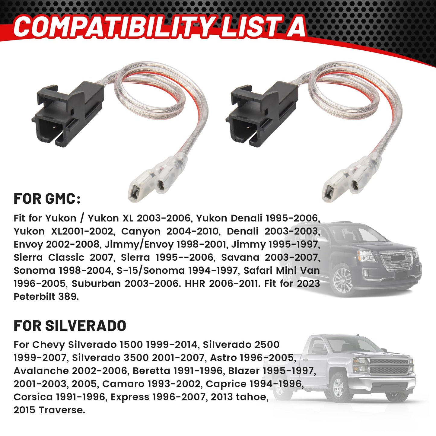 RED WOLF Door Speaker Wiring Harness Replacement for Chevy GMC Silverado Sierra 1995-2009, Buick 1995-2006, Cadillac 1988-1999 Install Aftermarket Audio Speaker Wire Cable 4 PCS