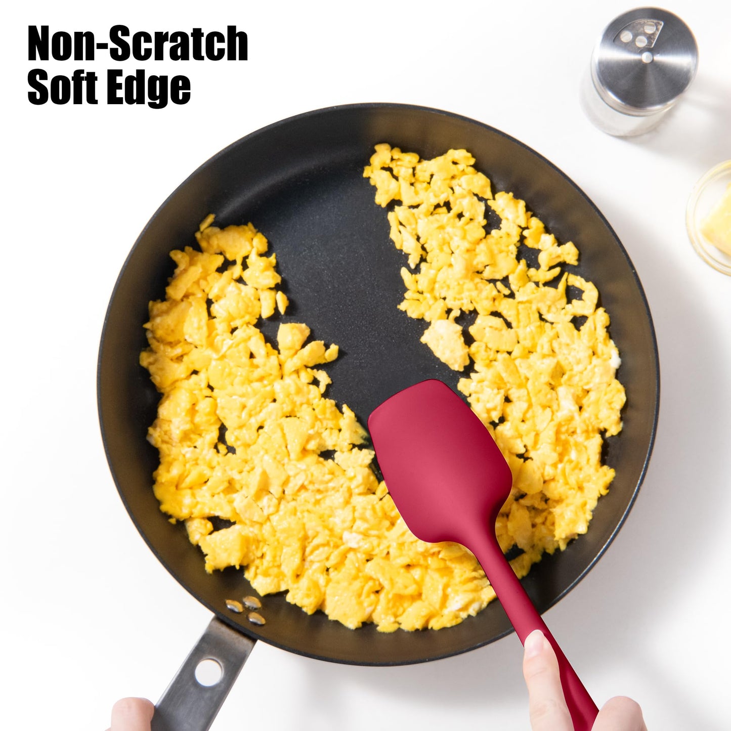 Doosu Silicone Scraper Spoon Spatulas, 600°F Heat Resistant BPA Free Rubber Flat Spatula, Kitchen Mixing Stirring Cooking Spoonula, Non-Stick Dishwasher Safe Baking Supplies (2 Pcs, Aqua+Red)