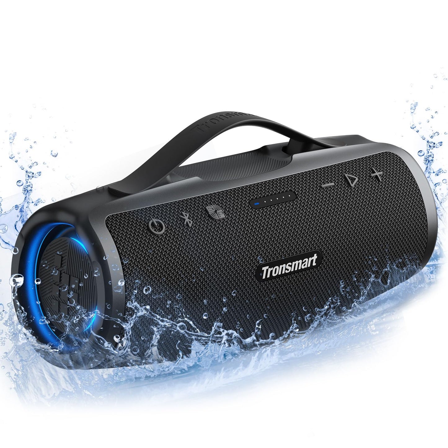 Tronsmart Mirtune S100 Portable Bluetooth Speaker, 50W Punchy Bass &Clear Treble, Retractable Handle, 20H Playtime, IPX7 Waterproof, Customize EQ for Outdoor, Camping,Beach(Black)