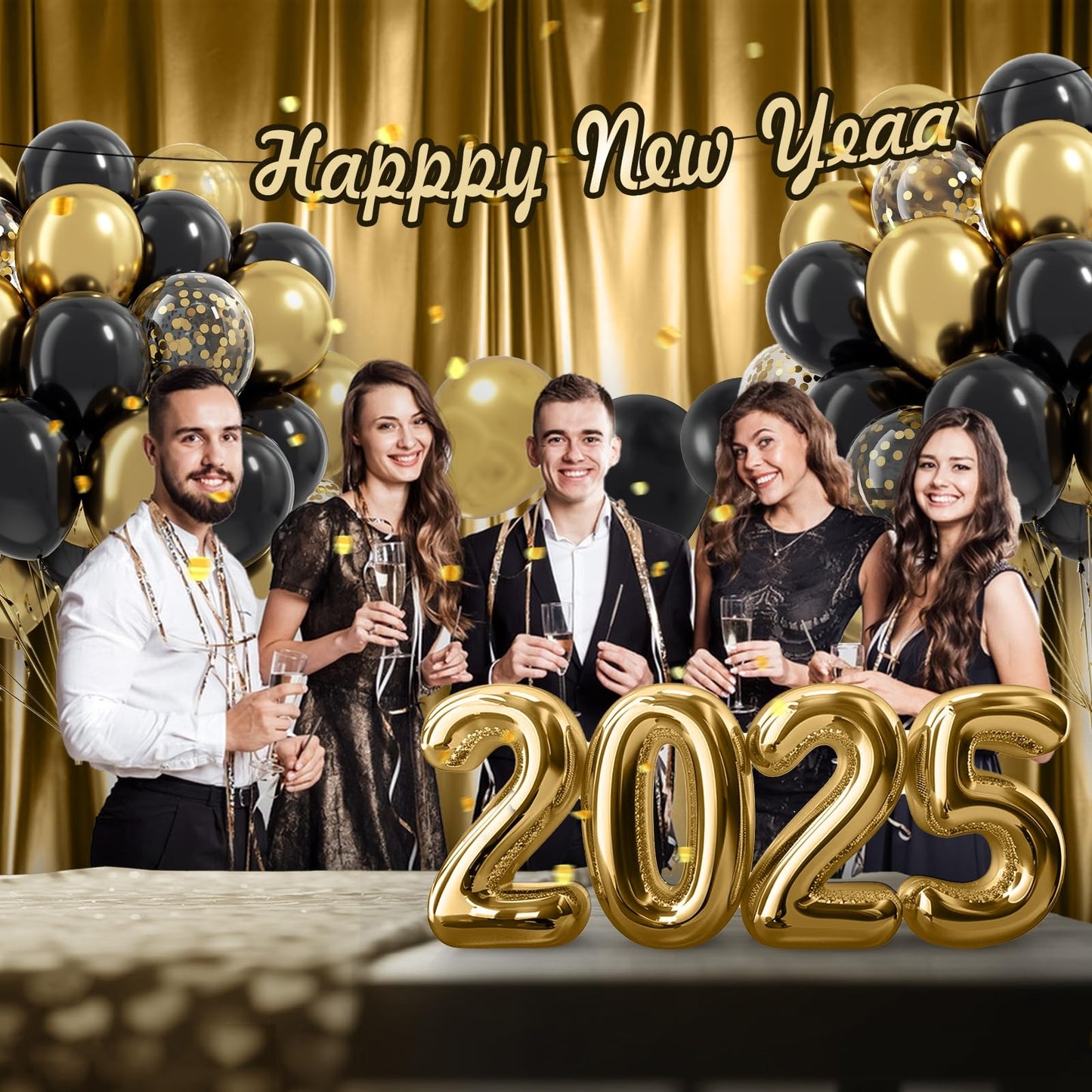 Black and Gold Balloons, 60pcs 12inch Black Metallic Gold Confetti Balloons for Graduation 2025 Anniversary Birthday Party Decorations