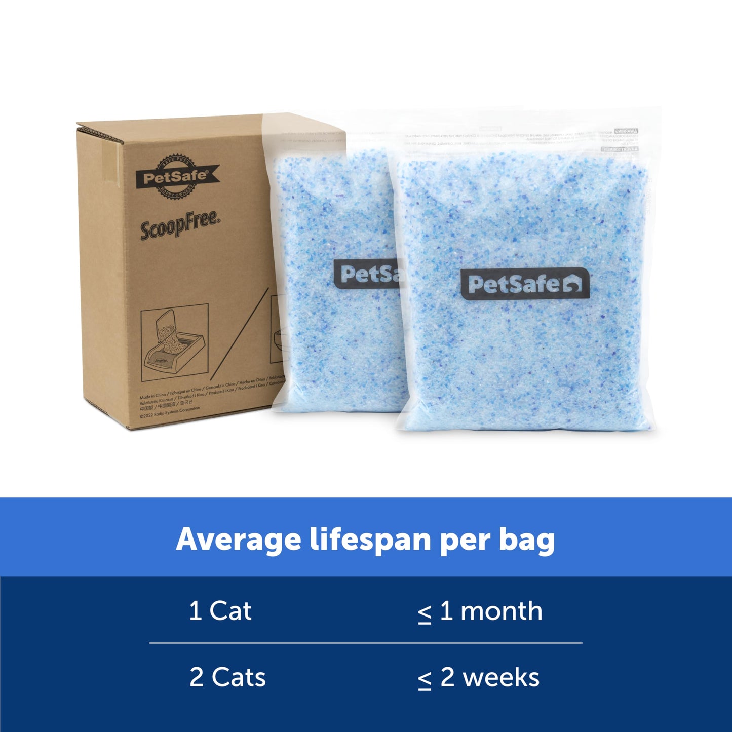PetSafe ScoopFree Premium Crystal Cat Litter - Outperforms Clay Litter - Less Tracking, Dust for A Fresh Home - Non-Clumping - Two 4.3 lb Bags of Litter (8.6 lb Total) - Original Blue