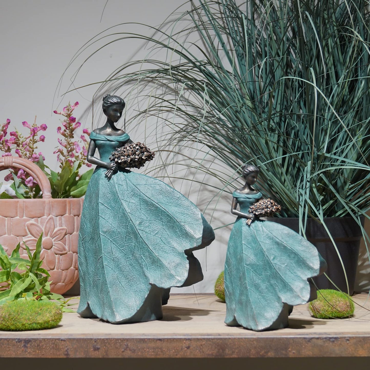 Guichifun Fairy Statue Collection Home Decoration - Leaf Angel Girls Resin Modern Table Decor for Living Room Office Sculpture Decor for Women Indoor Rustic Figurines Gift 5 x 3 x 7.5 Inch