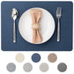 Baroyal Faux Leather Placemats Set of 6 Vinyl Washable Wipeable Table Mats for Kitchen Dining Table Heat Resistant Waterproof Modern Indoor/Outdoor Placemats Non-Slip Easy Clean Place Mats (Navy)