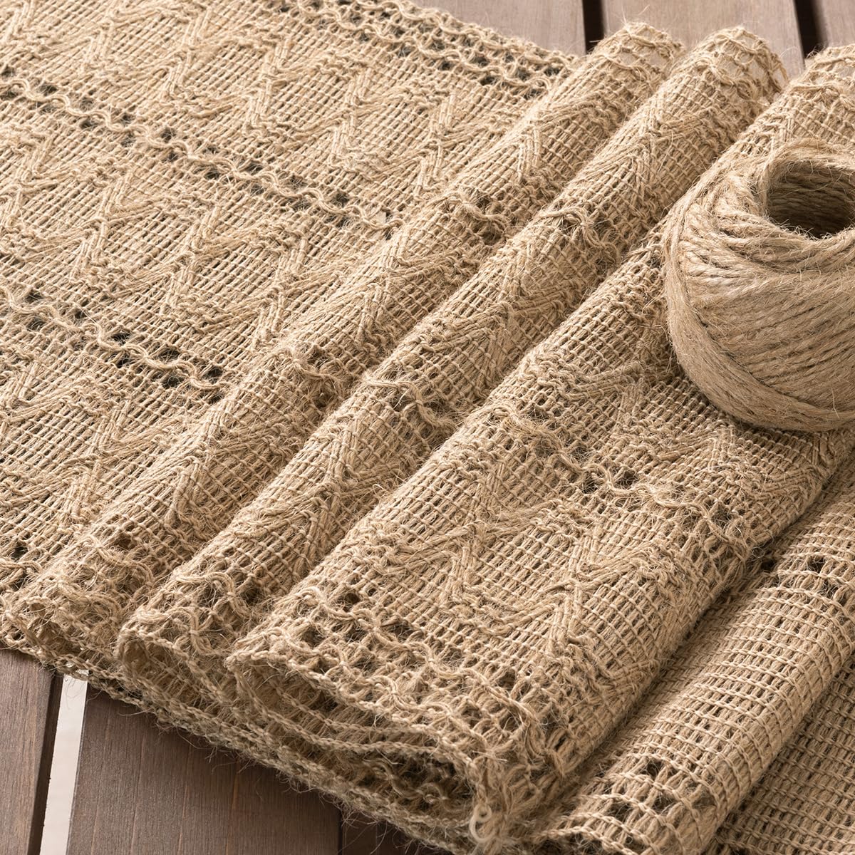 Socomi Boho Table Runner Summer Farmhouse Burlap Jute Bamboo Rustic Dining Kitchen Centerpiece Decor Small Macrame Woven Coffee Table Runner for Dresser Scarf Home Decor 12x72 inch