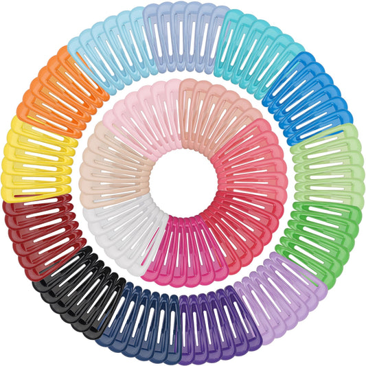 Clips for Hair, 120 Pcs 2 Inch Metal Barrettes Snap Hair Clips for Girls Kids Teens Women, Cute Candy Color Hair Pins for Birthday Party Gift, 40 Assorted Colors (Pattern Print & Solid Color)