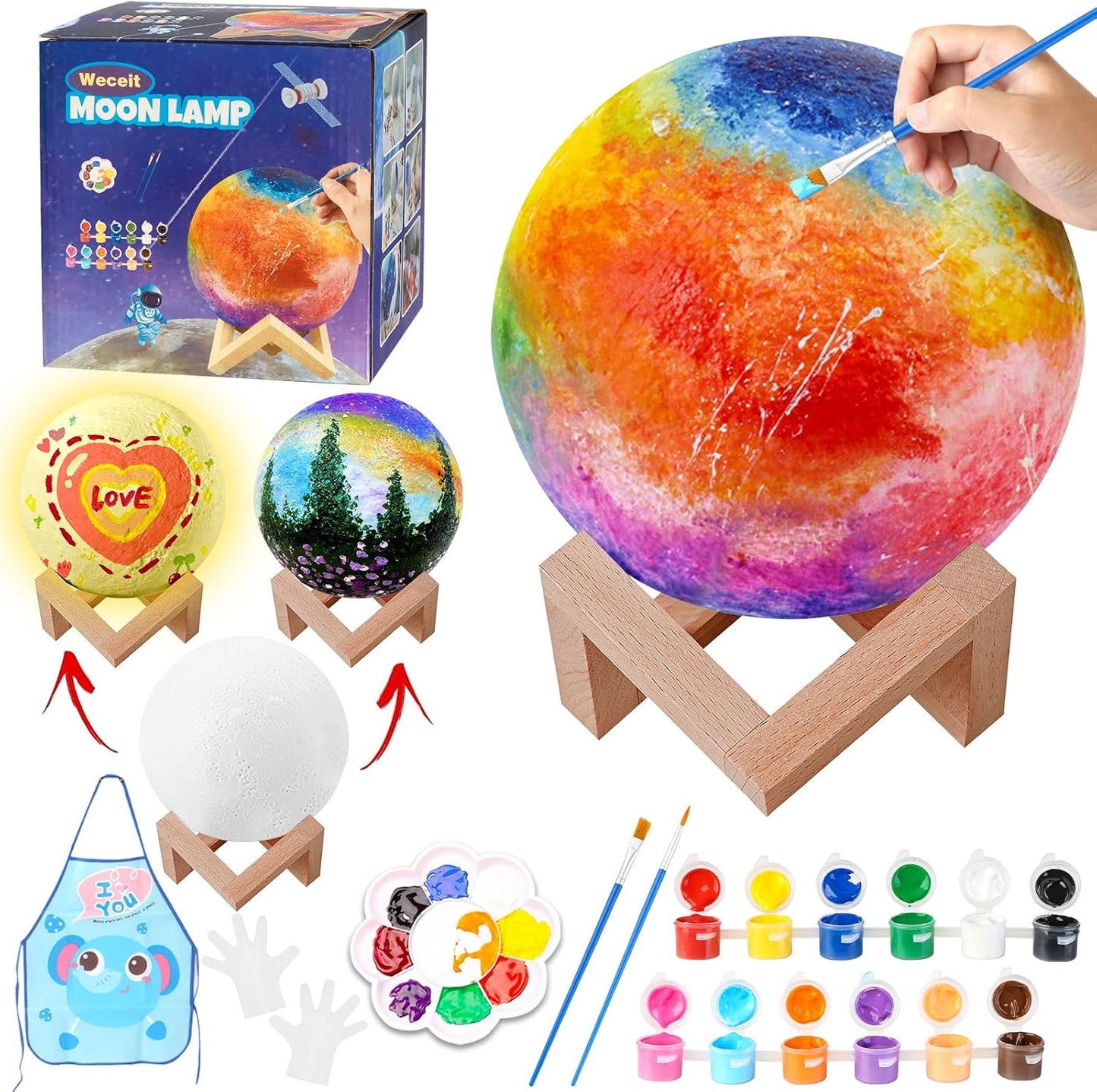 Paint Your Own Moon Lamp Kit,DIY 3D Moon Light Cool Galaxy Lamp,Toys for Teens Boys Girls, Arts & Crafts Kit Art Supplies for Kids, Arts and Crafts for Kids Ages 8-12 Birthday Gifts