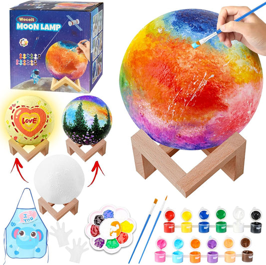 Paint Your Own Moon Lamp Kit,DIY 3D Moon Light Cool Galaxy Lamp,Toys for Teens Boys Girls, Arts & Crafts Kit Art Supplies for Kids, Arts and Crafts for Kids Ages 8-12 Birthday Gifts