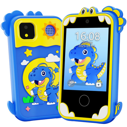 Kids Phone for Boys Gifts, Kids Dinosaur Toy Smart Phone Birthday Gifts for Boys Toys Toddler Ages3, 5, 7, 8, 10+ Year Old, Learning Toys with 2.8" Touchscreen, Music,Video Player, Game(Blue)
