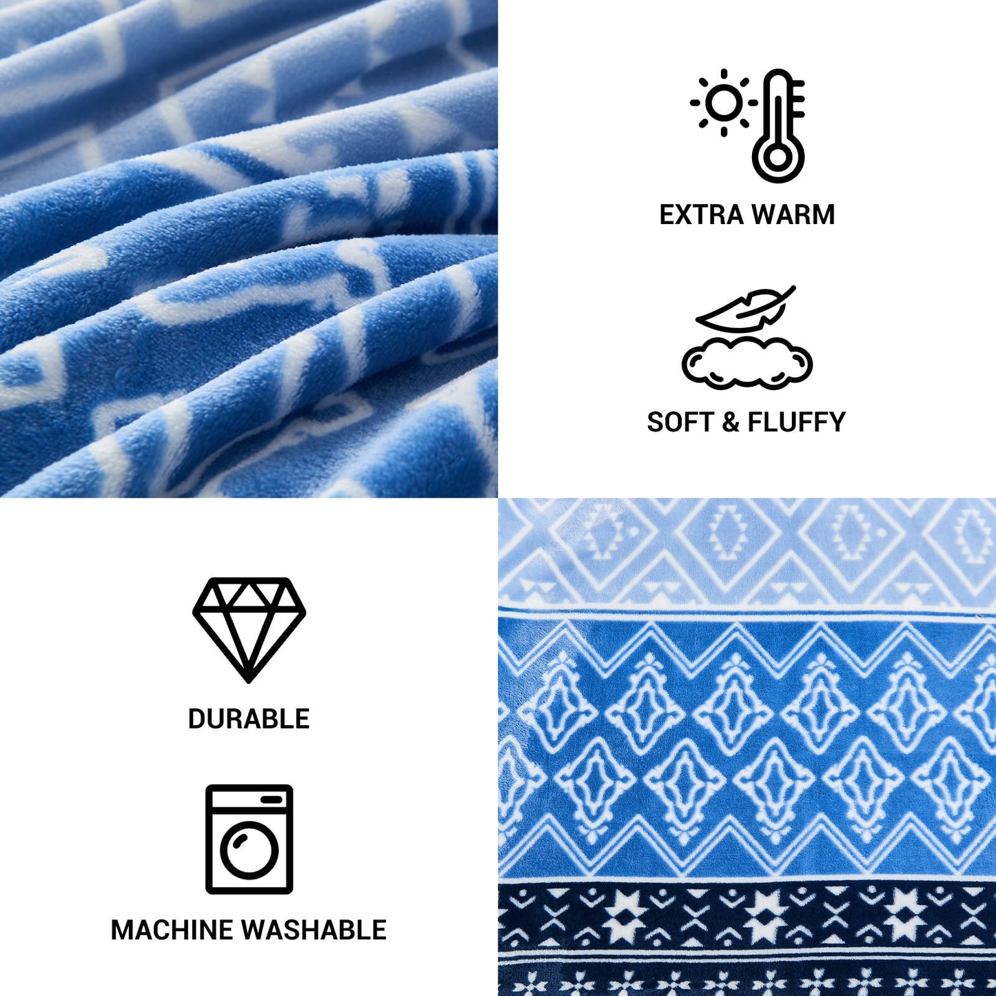 Gogreen Cozy Flannel Blanket Printed -Throw Size Bed Blanket for Home Decoration - Ultra Soft, Lightweight, Microfiber Throws (Throw - 50" x 60", Blue Classical)