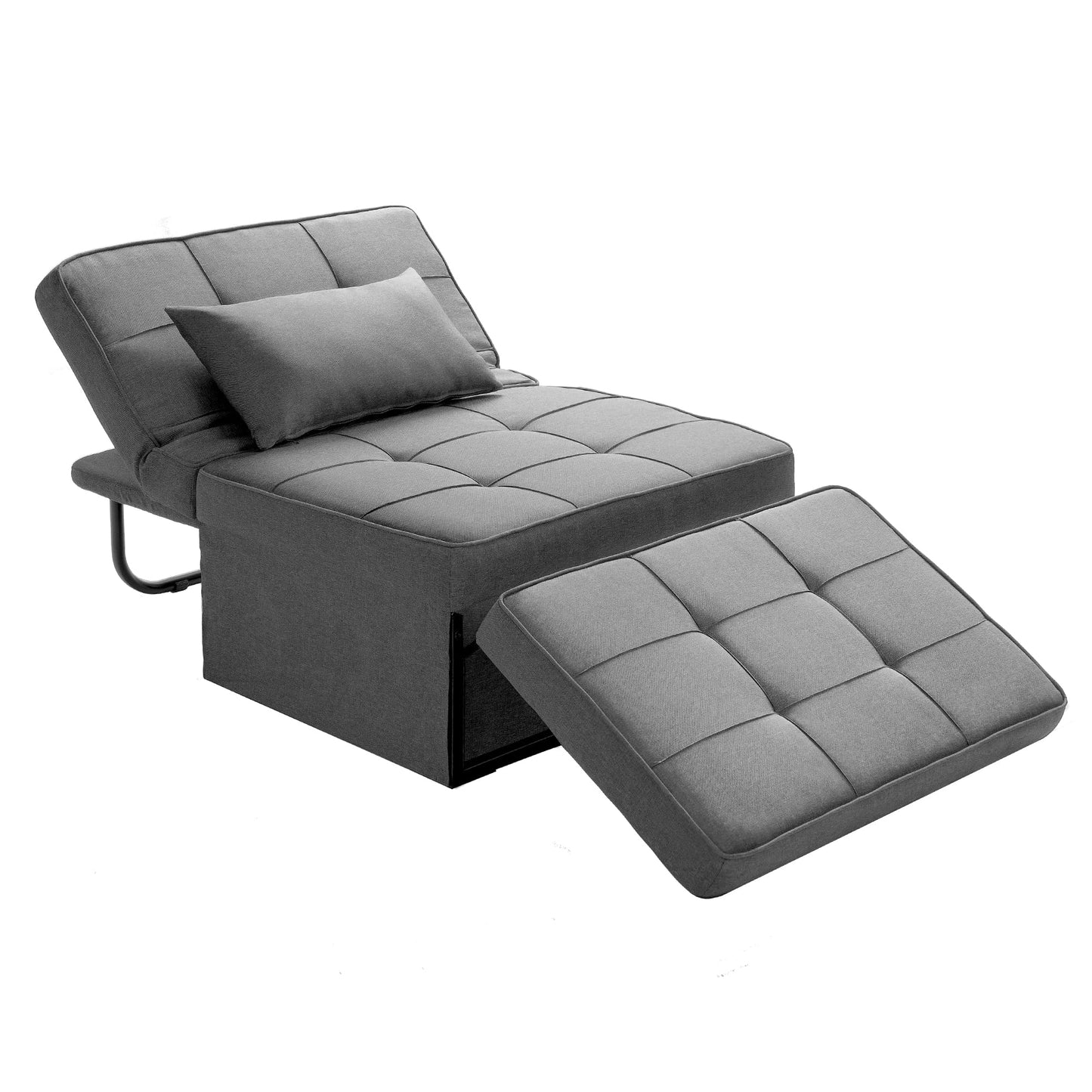 BIGSYY Sofa Bed, 4 in 1 Multi Function Folding Ottoman Sleeper Bed,Modern Convertible Chair Adjustable Backrest Sleeper Couch Bed for Living Room Small Room Apartment, Light Grey