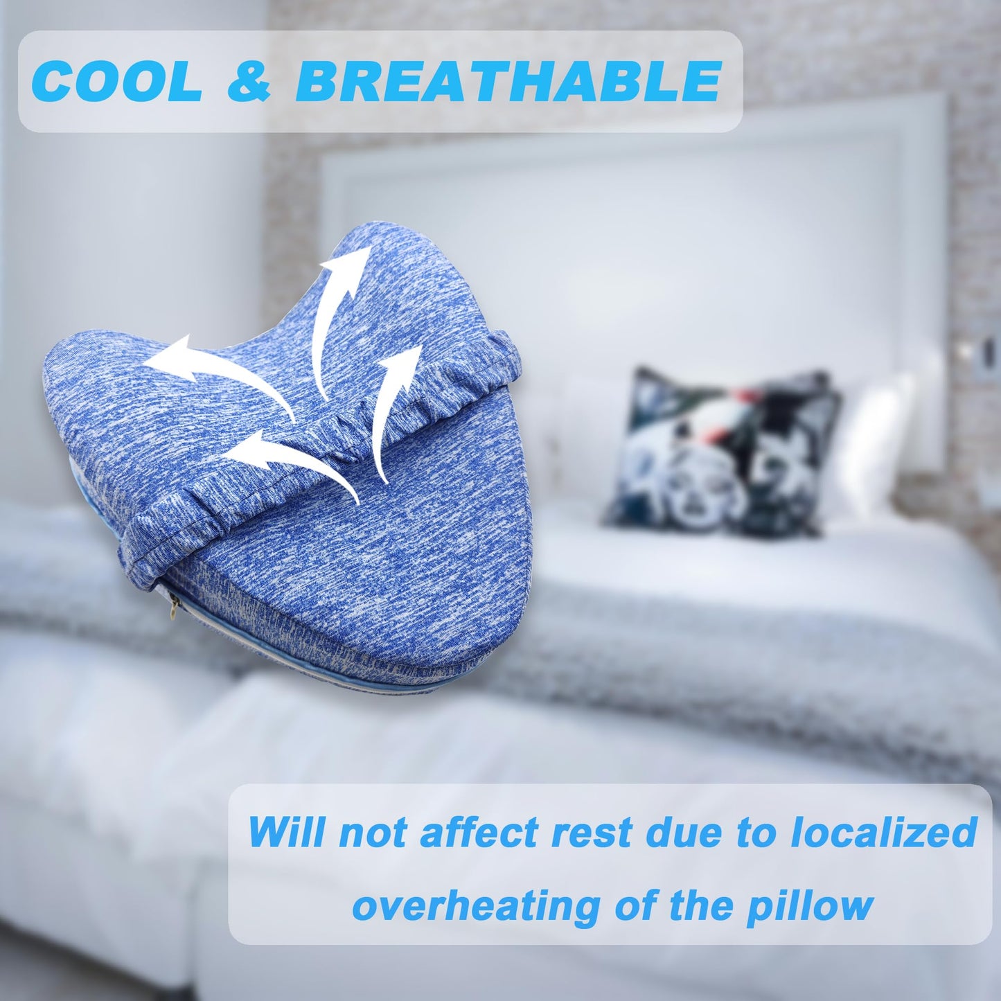 LeoTube Knee Pillow Cover with Elastic Strap for Contour Legacy Leg & Knee Foam Support Pillow, Compatible with Knee Pillow for Side Sleepers-Cover ONLY(Blue)