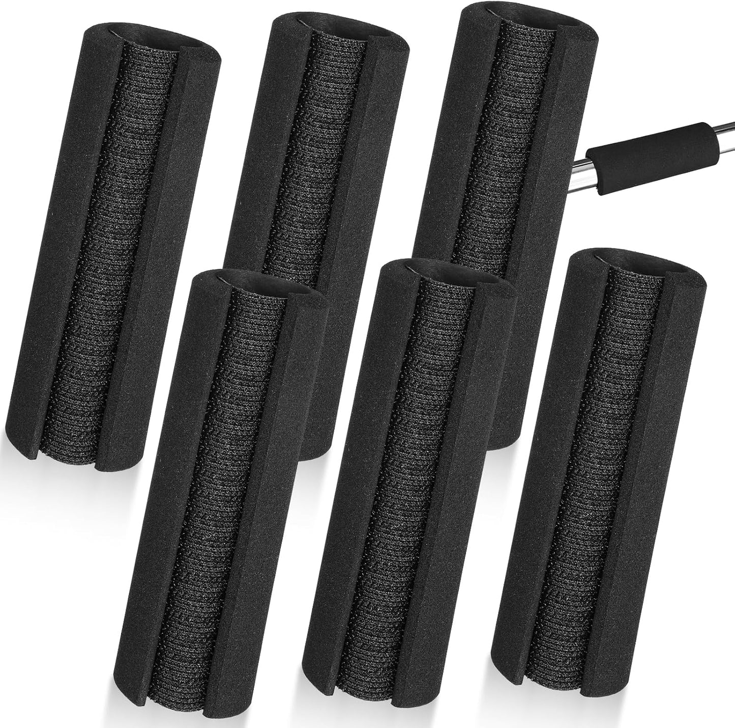 6Pcs Handle Grips, 4.3 Inch NBR Buffer Tube Cover, Soft Foam Grip, Anti-Slip Handle Covers for Fitness Sports Equipment Gardening Tools Bicycle Handlebar Replacement(Black)