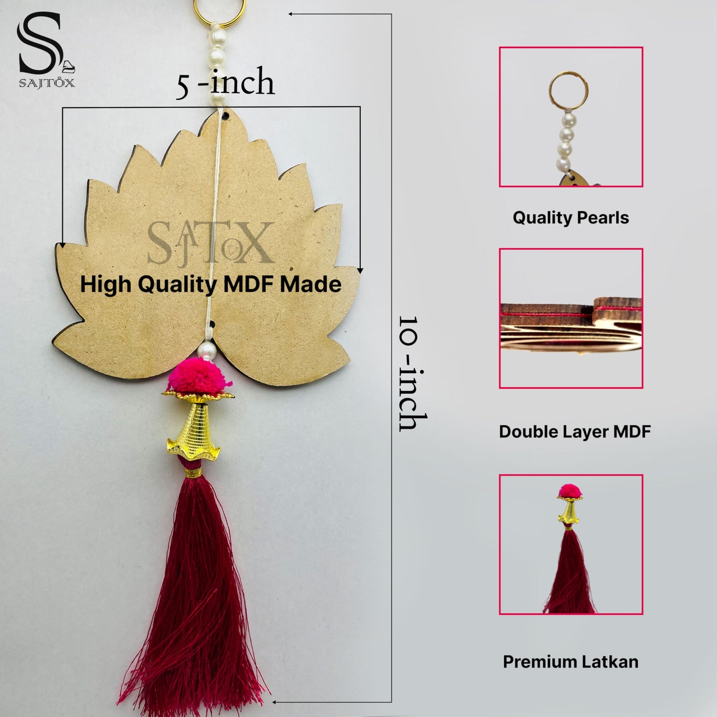 Lotus Hangings for Decoration MDF Floral Wall Hangings for Fastive Decor Temple Pooja Room Gift Ready Packaging (Pack of 6)