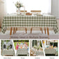 JIALE Spring Checkered Table Cloth Rectangle Cotton Linen Fabric Gingham Tablecloth with Tassel Washable Wrinkle Free Buffalo Plaid Table Cover for Picnic Kitchen Dining, Green, 55x75''