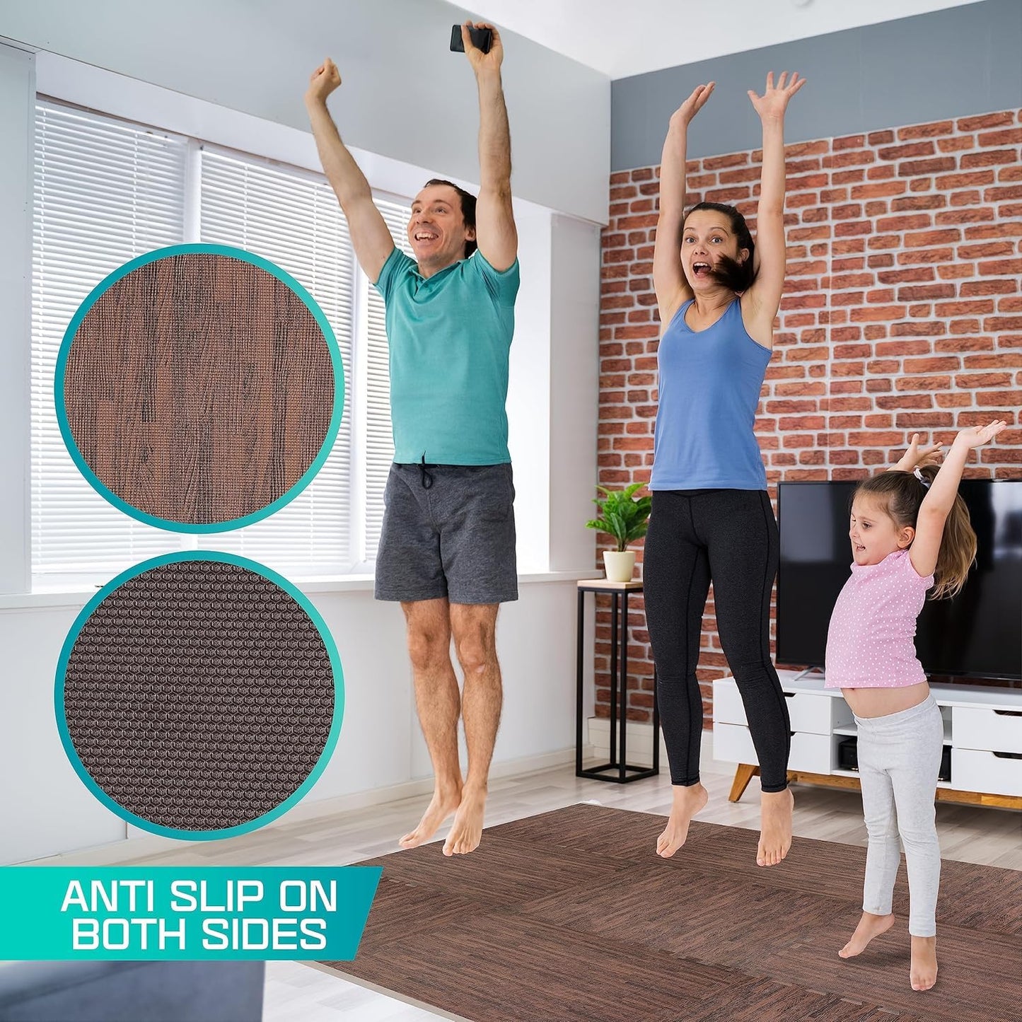 Yes4All EVA Interlocking Mats, Puzzle Floor Tiles, Foam Floor Padding with Border for Furniture, Home Space, Living Room, Garage 48 SQFT